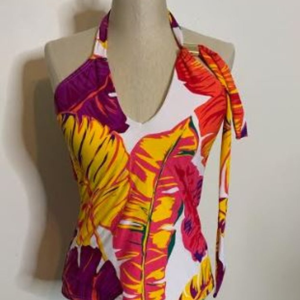 Jantzen Colorful Tropical Print Tankini Top Sz - Picture 7 of 7